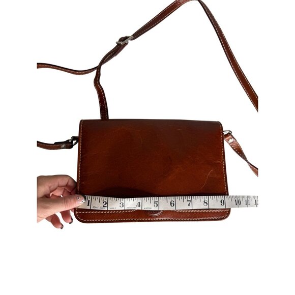 D'ANNA FIRENZE Brown Leather Crossbody Bag With Adjustable Strap & Magnetic Clo - Picture 9 of 10